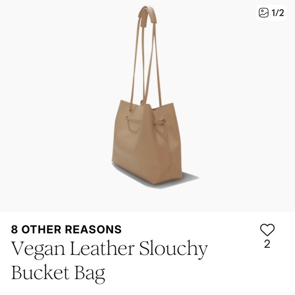 8 Other Reasons Tan Vegan Leather Slouchy Bucket Bag